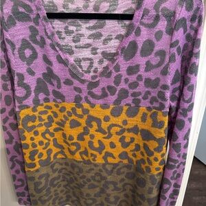 BiBi Purple and Gray Animal Print Sweater